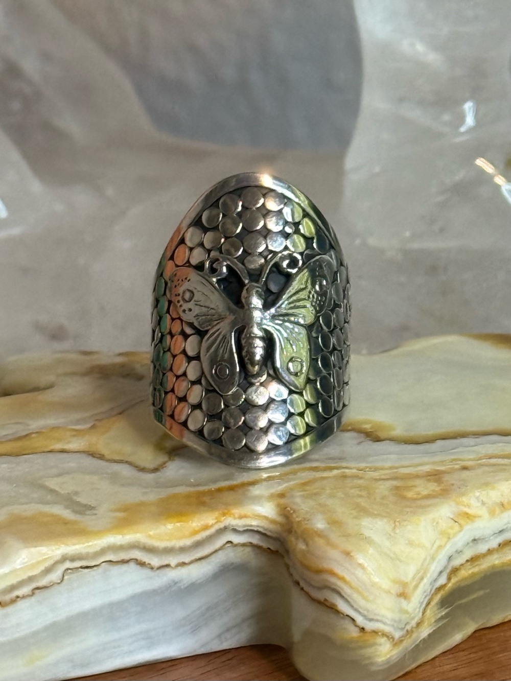 🦋 Butterfly 🦋 Shield Ring Size 8 Mariposa Bohemian